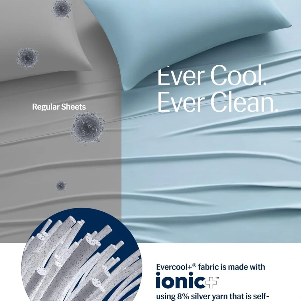 REST® Evercool®+ Flat Sheet FULL/DOUBLE/QUEEN, Breathable Luxury Bedding BluE